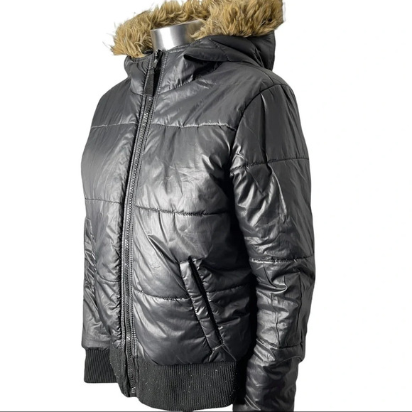 🛍️3/$40 Reversible Bomber Jacket w/ Faux Fur  Trim on Hood Winter Coat - Picture 5 of 12